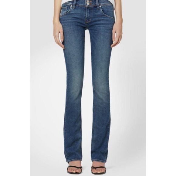 HUDSON Beth Mid-Rise Baby Bootcut Jean Size 31 Women's Distressed Blue Size 12 - Picture 1 of 13